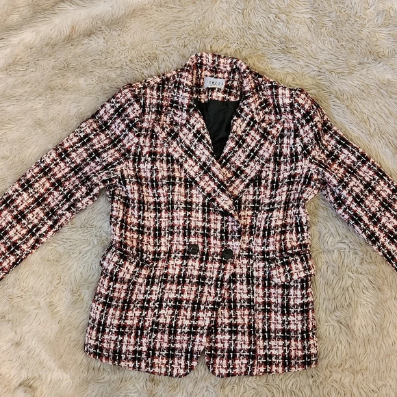 Lioness Tartan Plaid Blazer Size Medium Red Black - Picture 1 of 12